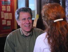 Filming the pub scenes, on location, on The Strand, in London.
